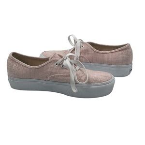 Vans Baby Pink Woven Platform Lace Up Sneakers Size 11 Women's